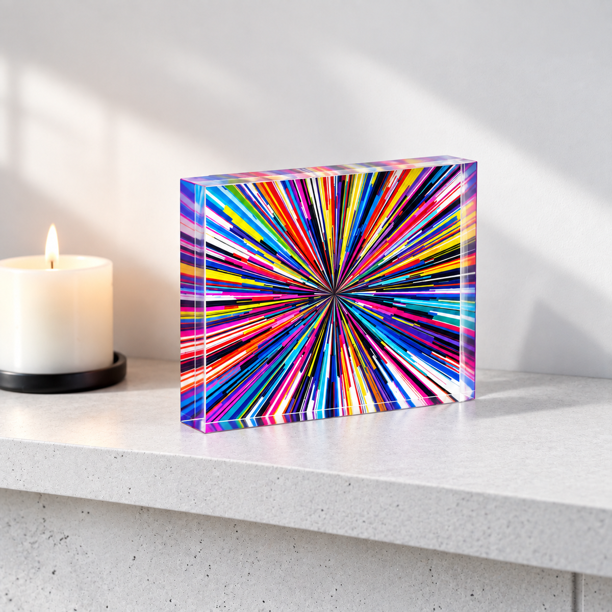 Colorful Abstract  Art Crystal Block Table Decor