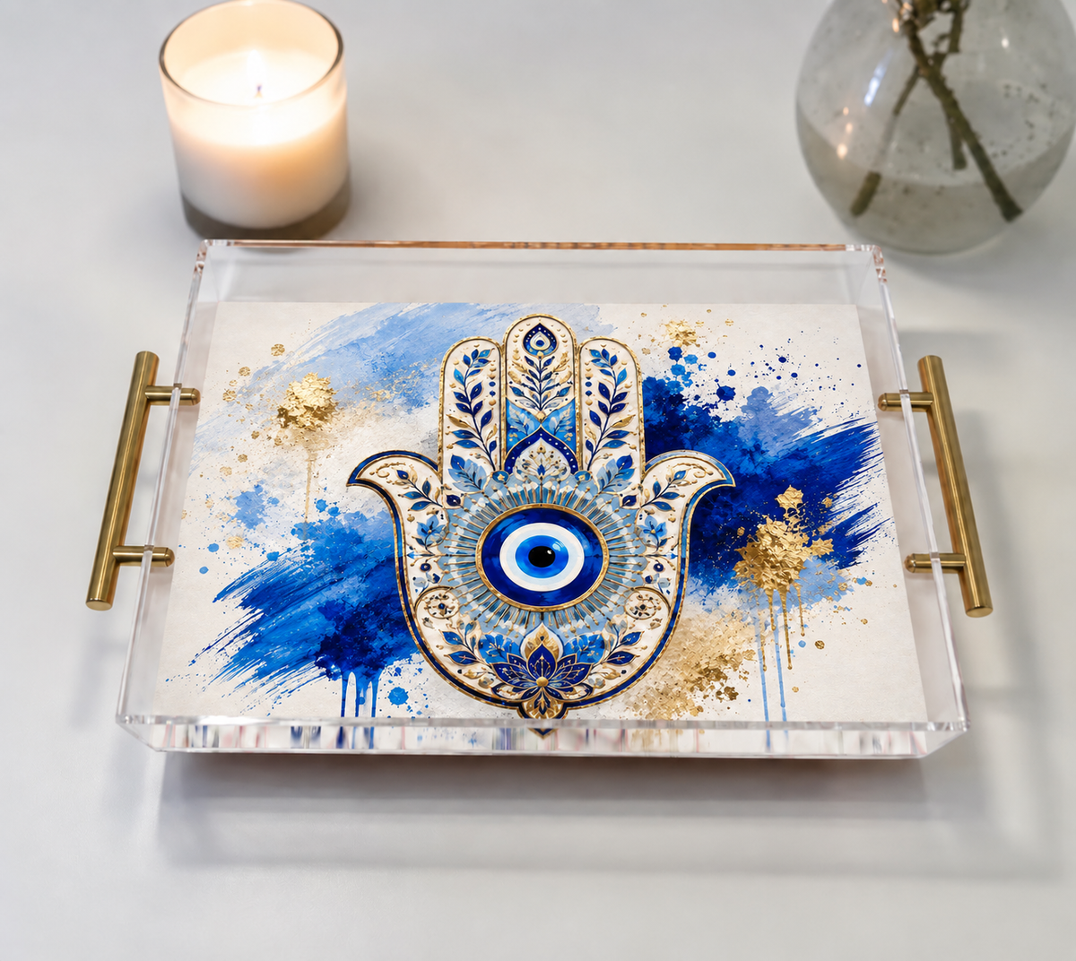Hamsa Evil Eye Art Acrylic Tray