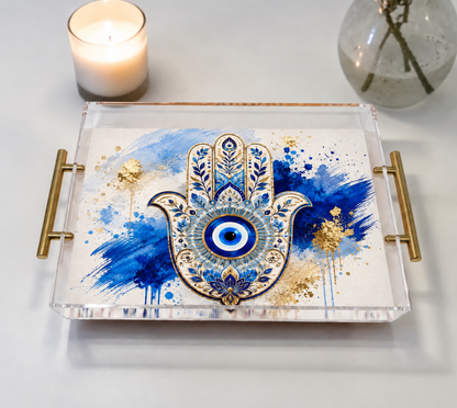 Hamsa Evil Eye Art Acrylic Tray