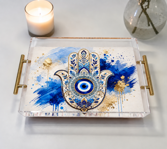 Hamsa Evil Eye Art Acrylic Tray
