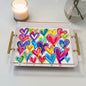 Abstract Colorful Hearts Art Acrylic Tray