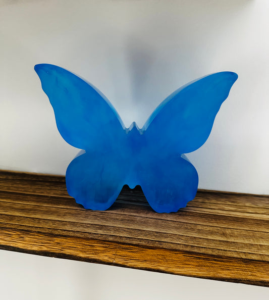 Large Blue Resin Butterfly Sculpture