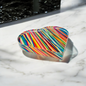 Abstract Colorful Lines Crystal Heart Paperweight Table Decor