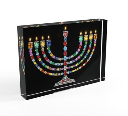 Gem Menorah Crystal Block
