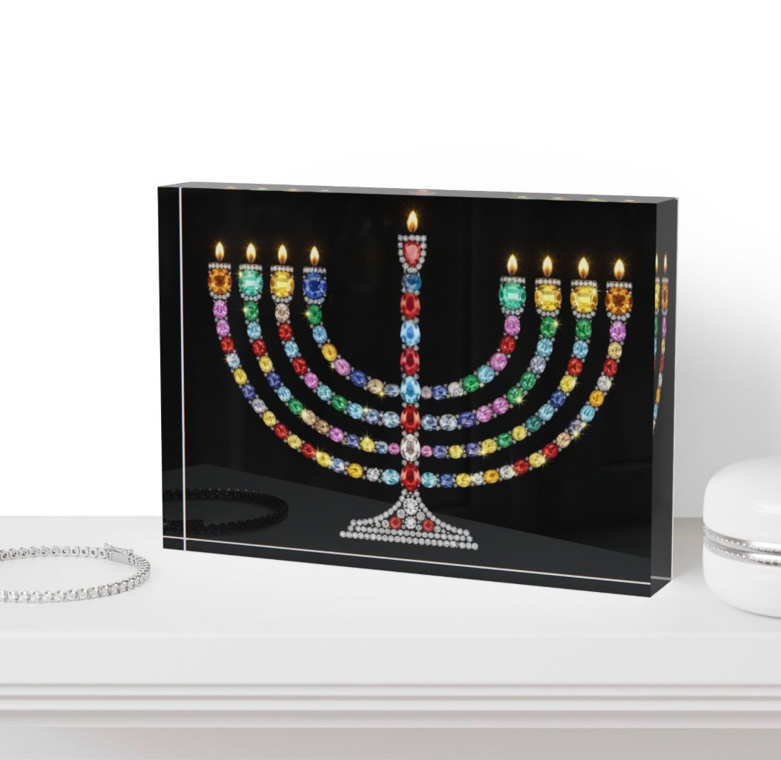 Gem Menorah Crystal Block