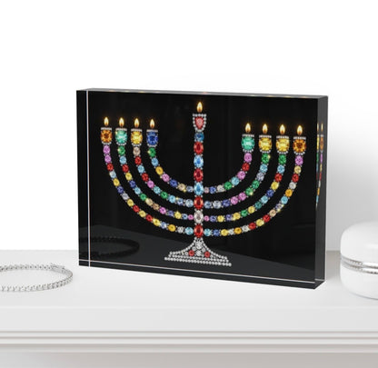 Gem Menorah Crystal Block