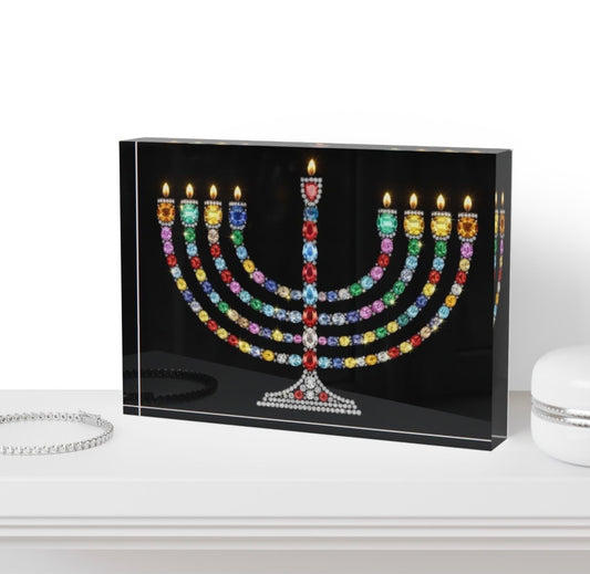Gem Menorah Crystal Block