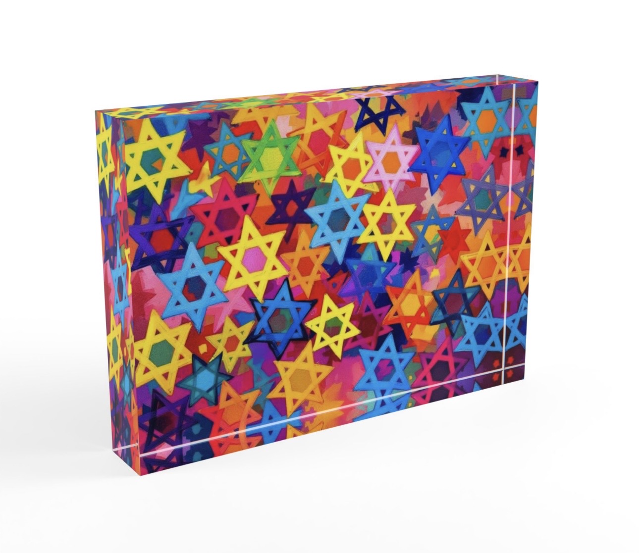 Star Of David Judaica Art Crystal Block