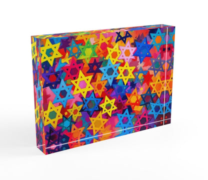 Star Of David Judaica Art Crystal Block