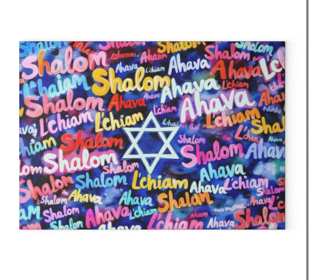 Ahava Shalom Collage Cutting Board