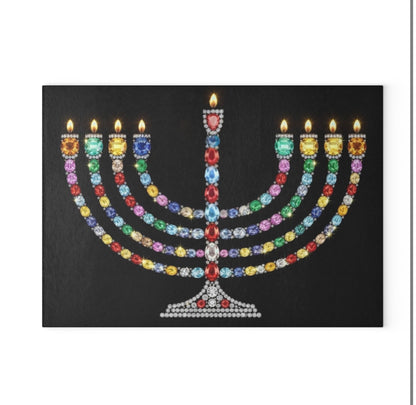 Gem Menorah Judaica Cutting Board Candle Board