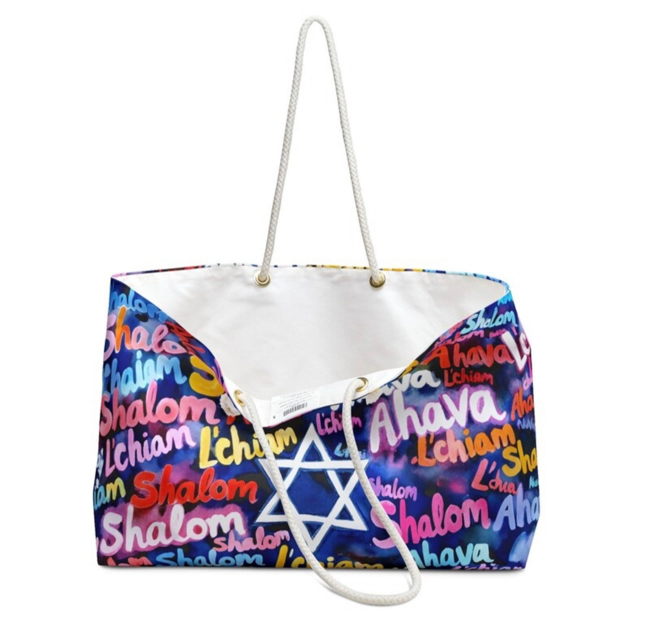 Ahava Shalom Collage Judaica Tote Bag