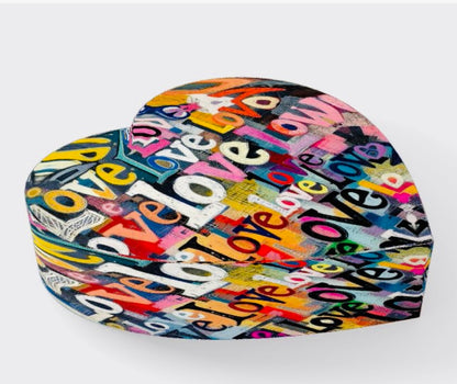 Love Collage Crystal Heart Paperweight Napkin Weight Table Decor