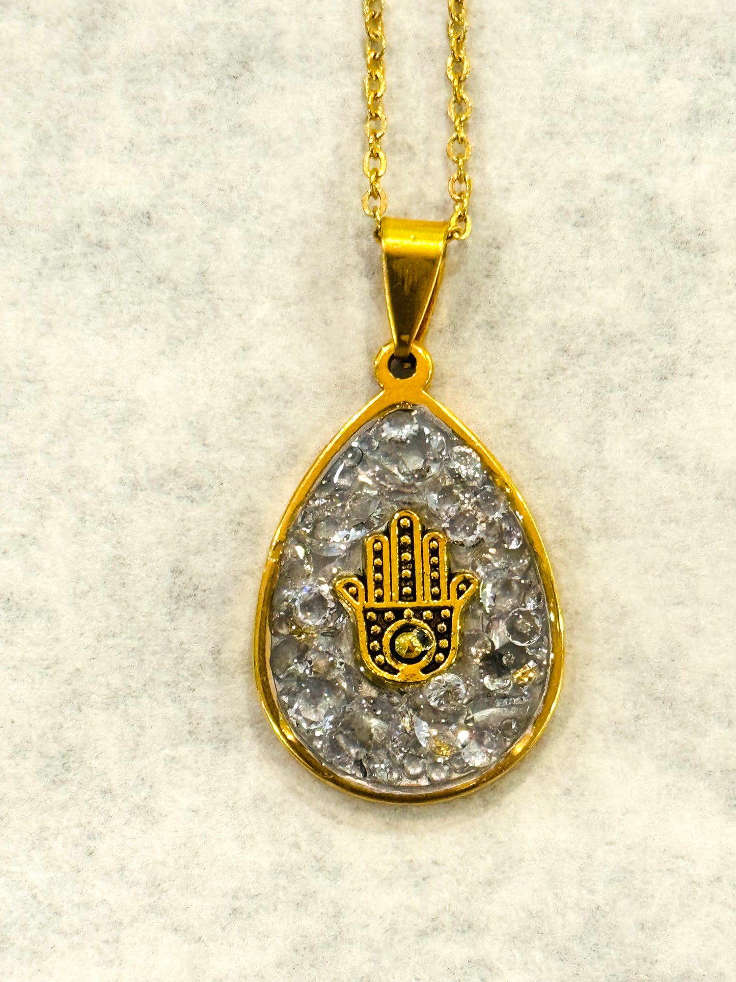 Semi Precious Hamsa Gold Necklace