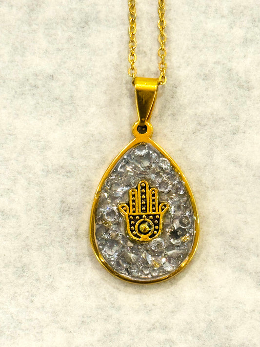 Semi Precious Hamsa Gold Necklace
