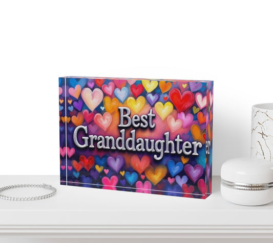 Best Granddaughter Crystal Block Table Decor