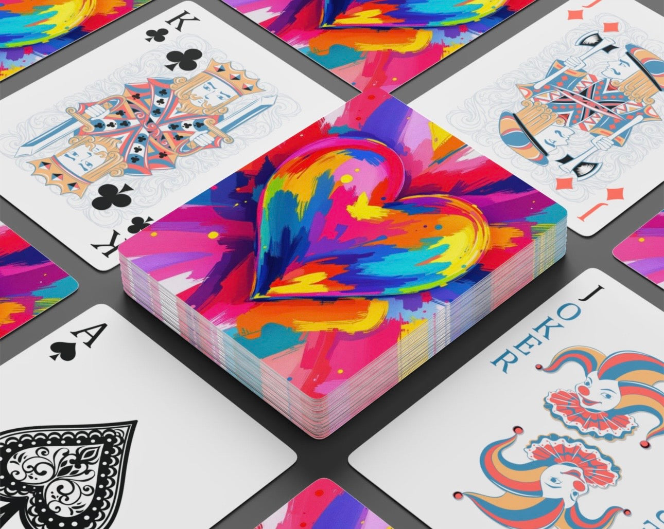 Abstract Art Heart Canasta Deck Of Playing Cards