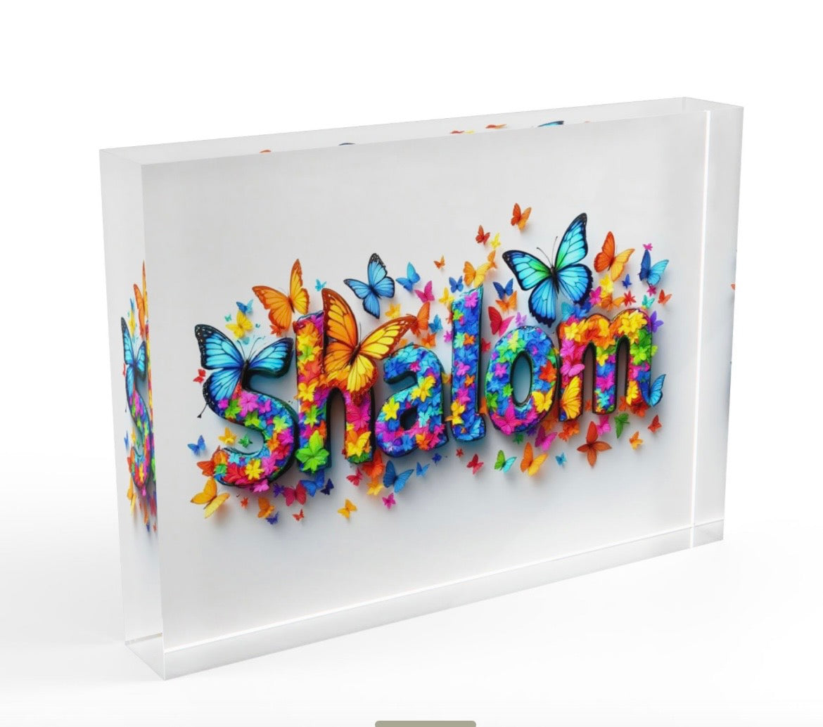 Shalom Butterfly Crystal Block