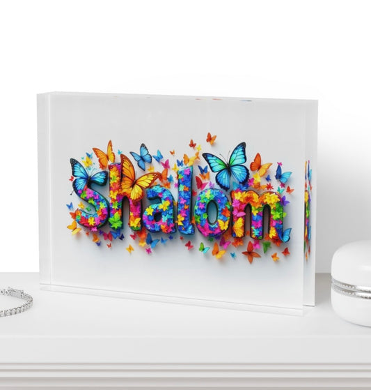 Shalom Butterfly Crystal Block
