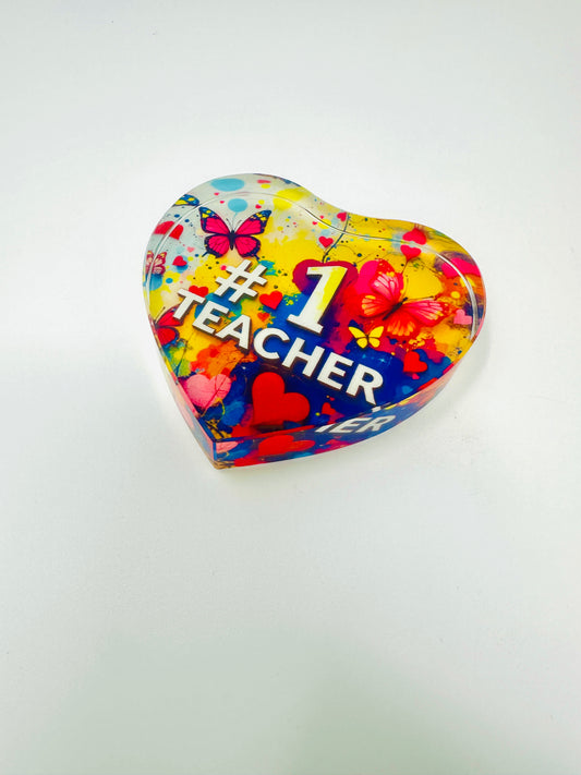 #1 Teacher Crystal Paperweight