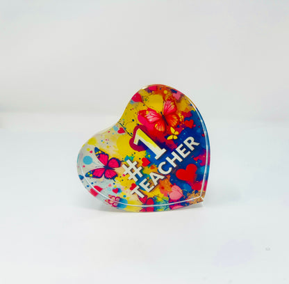 #1 Teacher Crystal Paperweight
