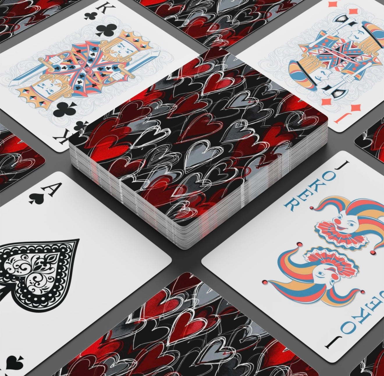 Modern Hearts Art Canasta Deck Of Playing Cards