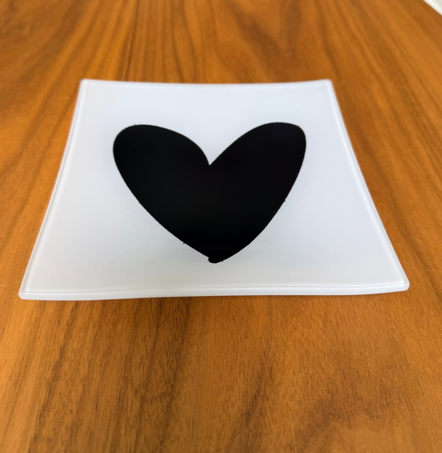 Modern Heart Glass Trinket Catchall Tray