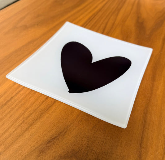 Modern Heart Glass Trinket Catchall Tray