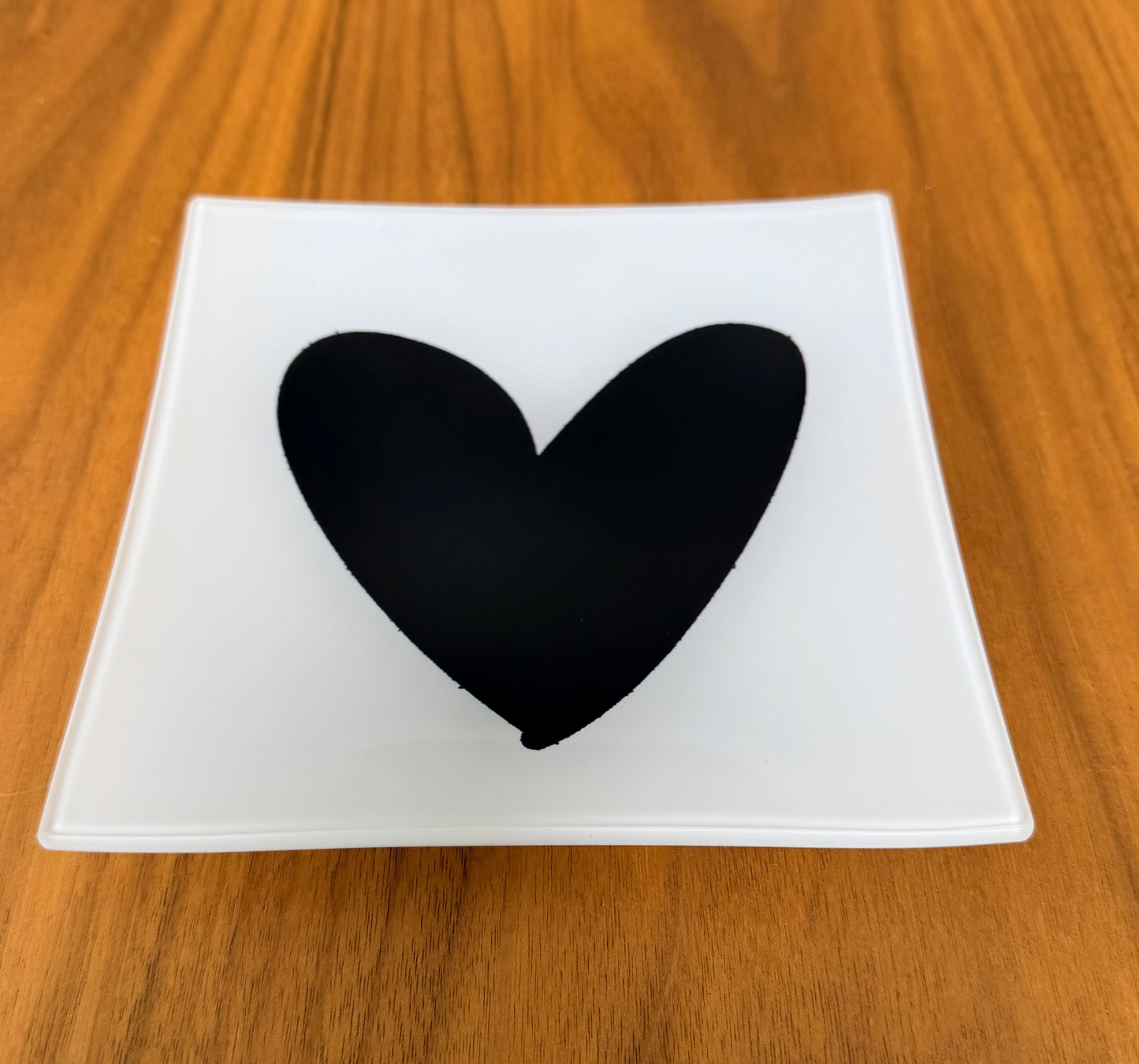 Modern Heart Glass Trinket Catchall Tray