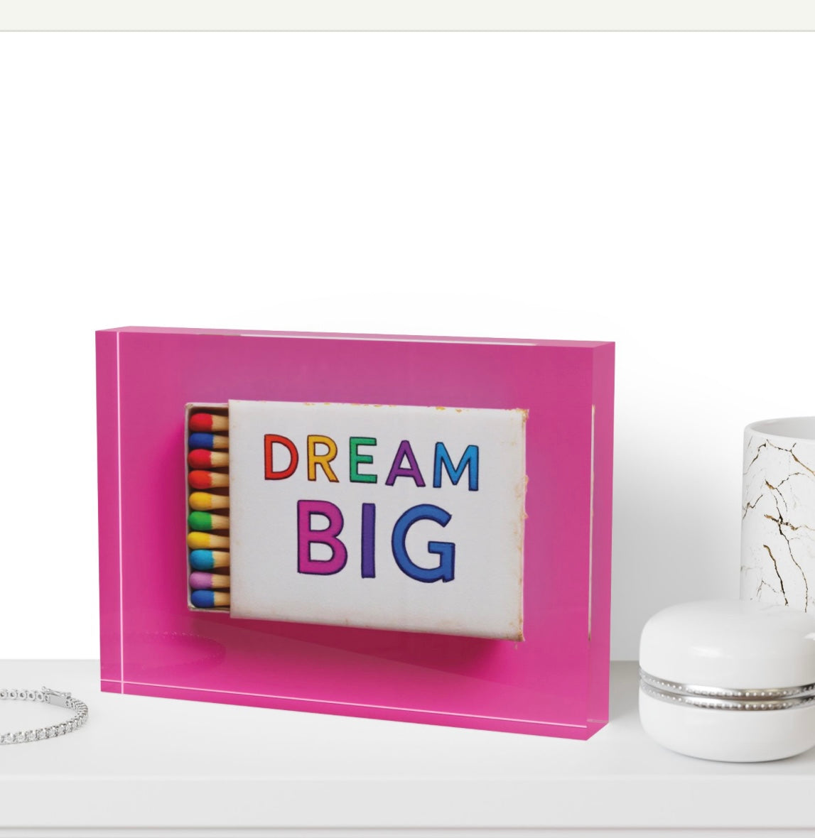 Dream Big Matches Crystal Block Table Decor