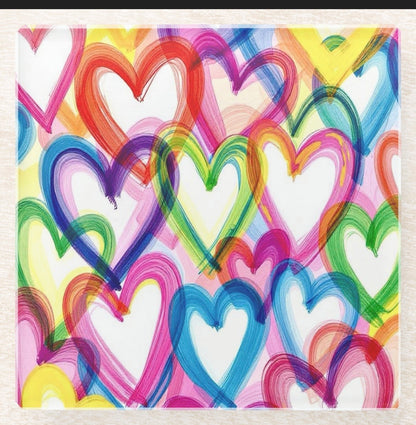 Modern Abstract Colorful Hearts Coaster Set