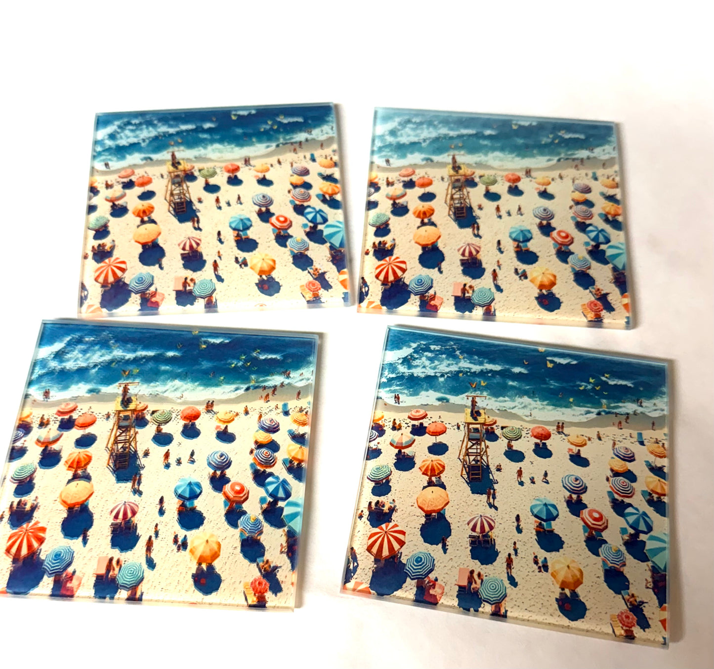 Retro Beach Scene  Coaster Set