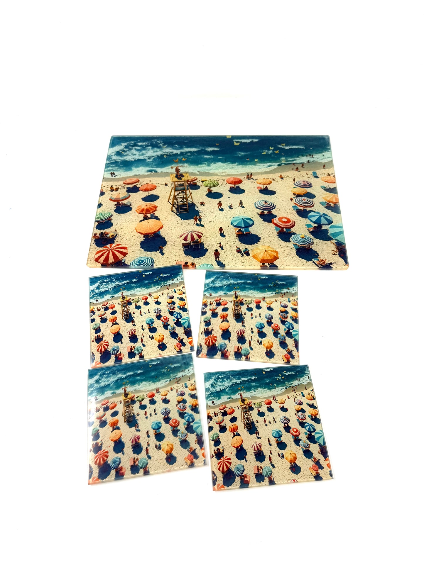 Retro Beach Scene  Coaster Set