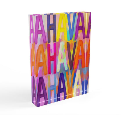 Ahava Art Judaica Love Crystal Block Table Decor