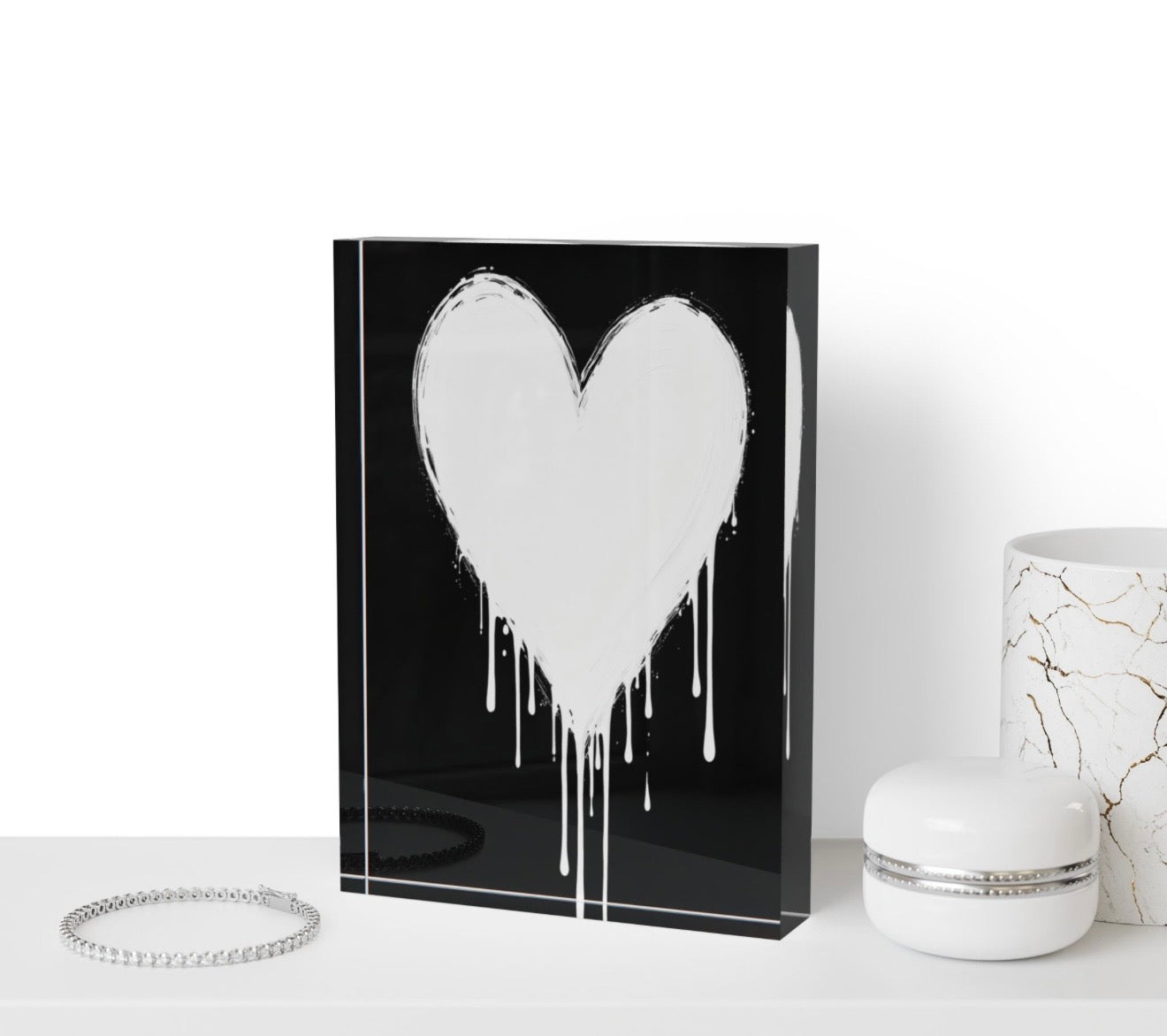 Modern Heart Crystal Block Table Decor