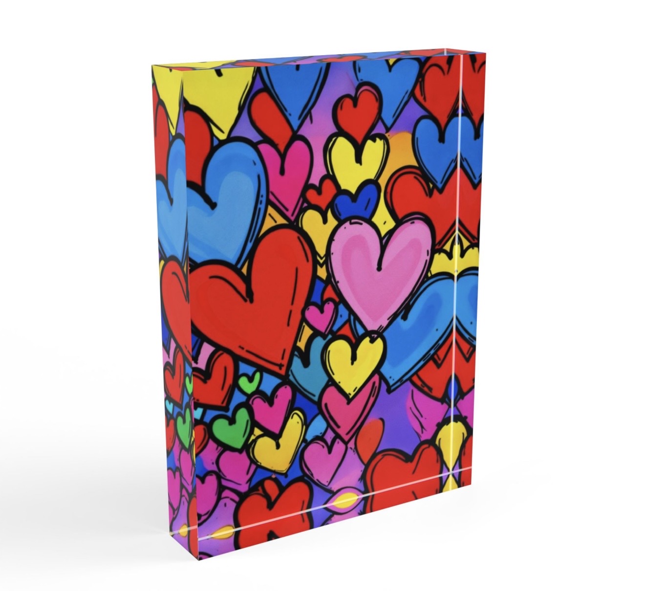 Modern Hearts Crystal Block Table Decor