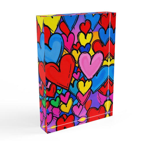 Modern Hearts Crystal Block Table Decor