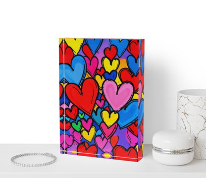 Modern Hearts Crystal Block Table Decor
