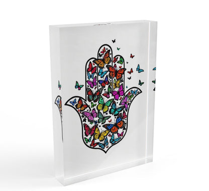 Hamsa Butterfly Crystal Block Table Decor