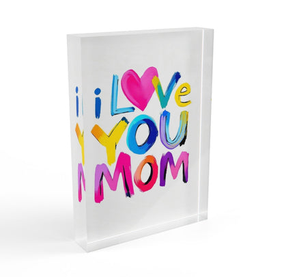 I Love You Mom Crystal Block Table Decor