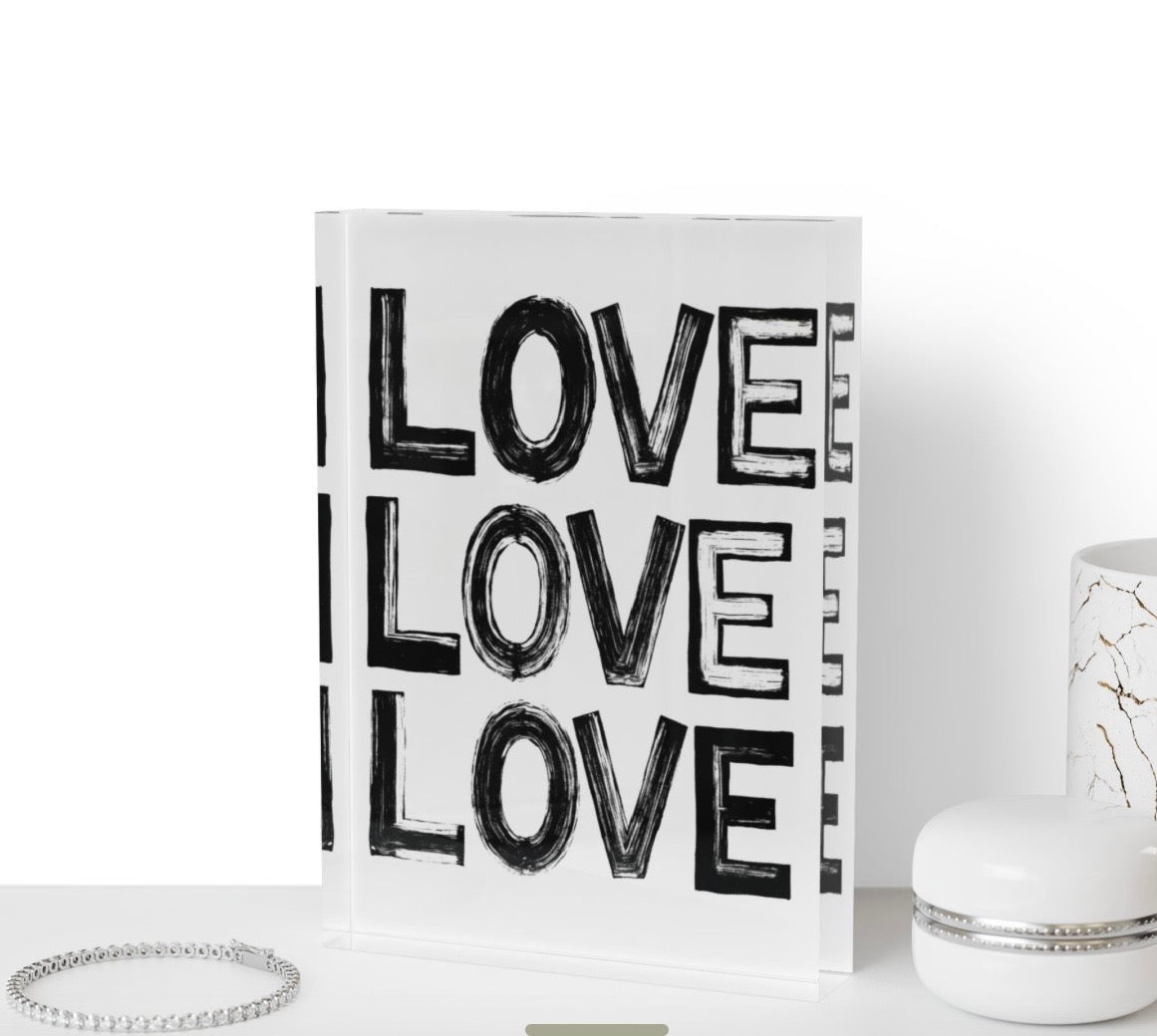 Love Love Love Crystal Block Table Decor