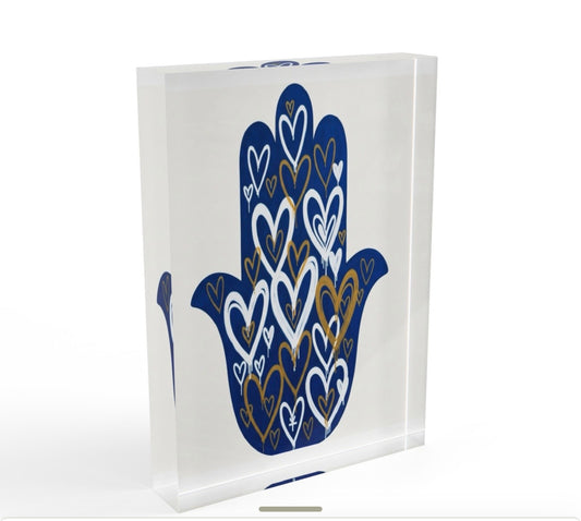 Hamsa Graffiti Hearts Crystal Bloc Table Decor