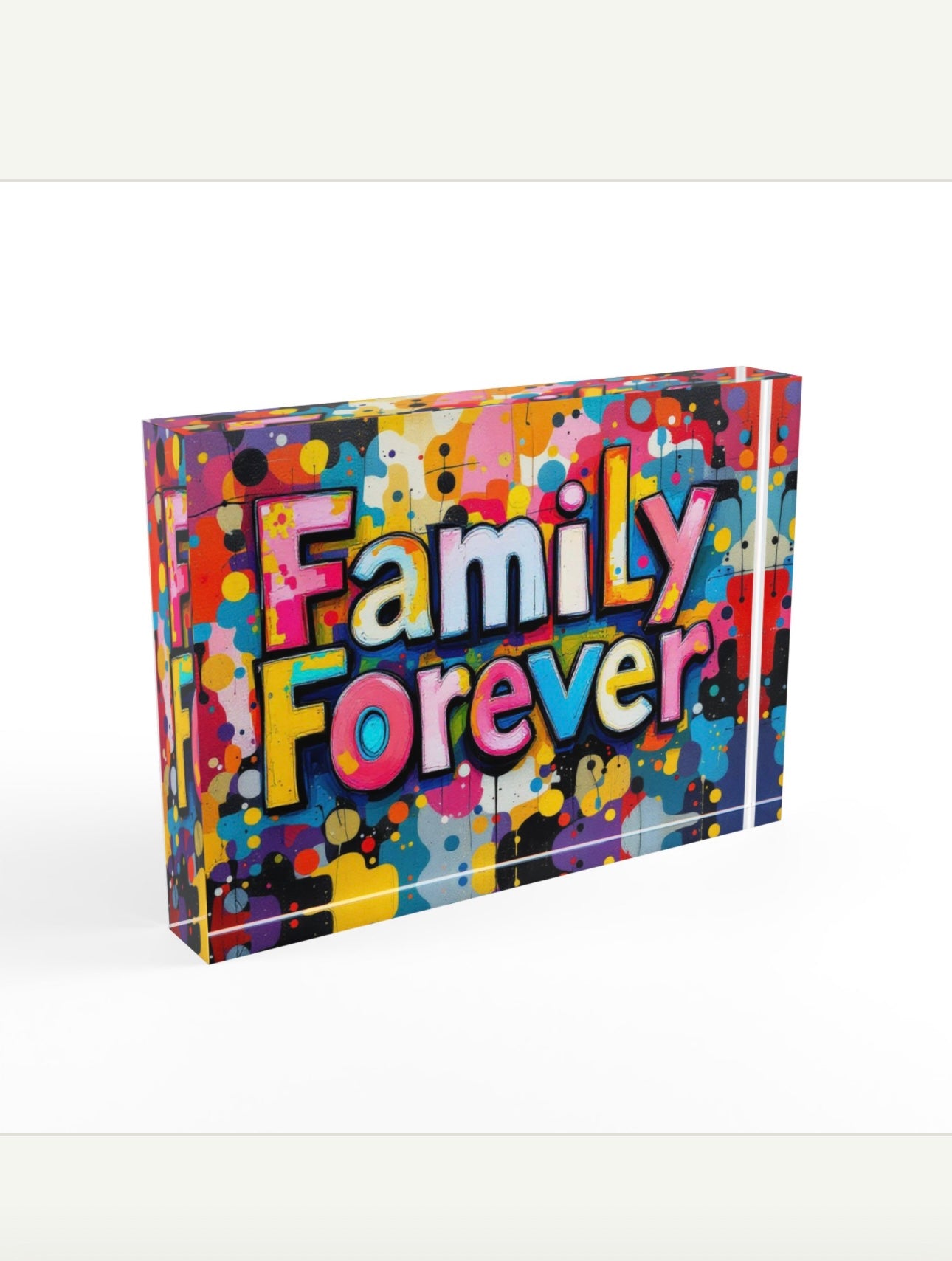 Family Forever Crystal Block Table Decor