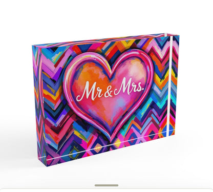 Mr. & Mrs. Wedding Gift Crystal block