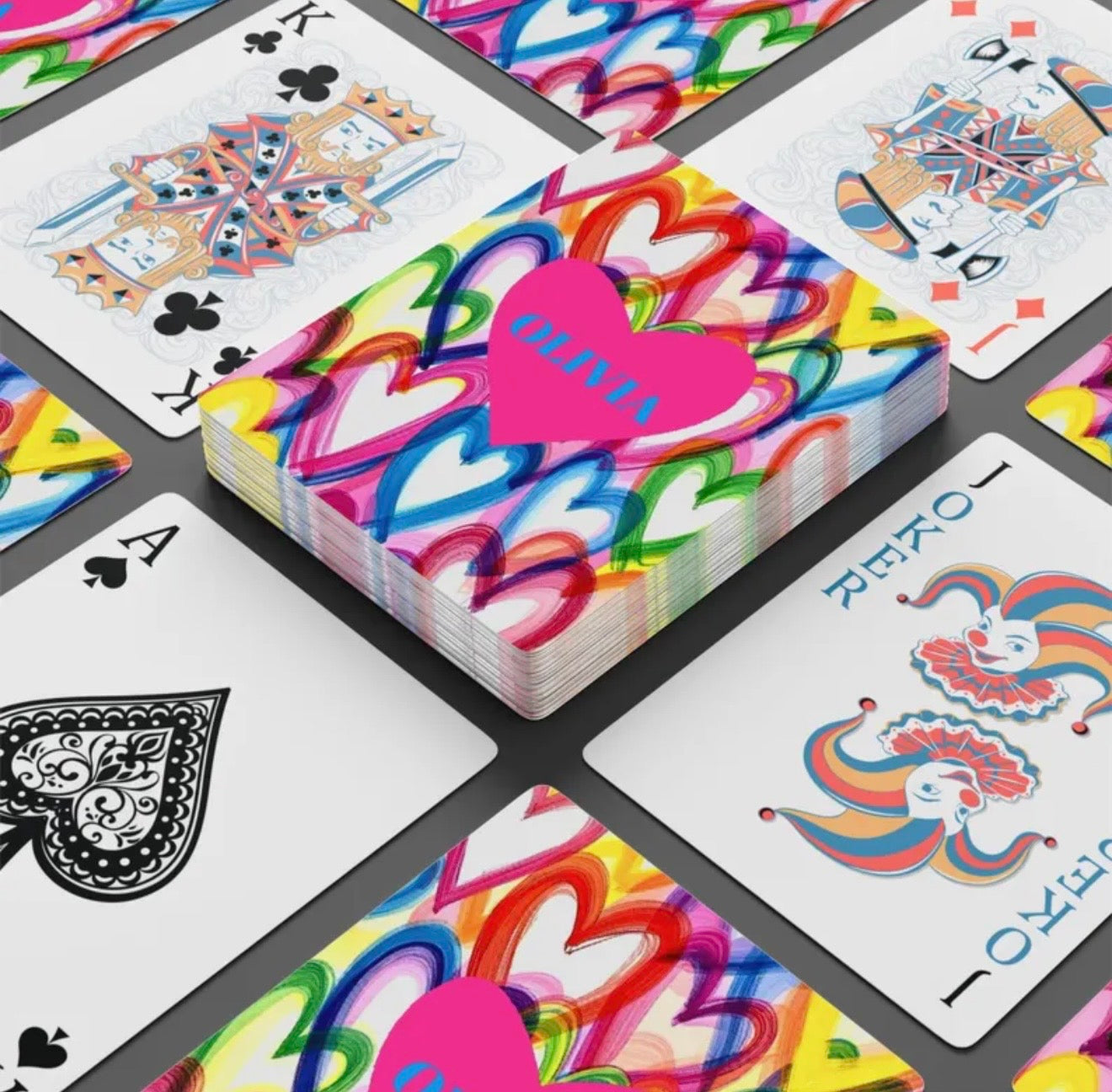 Personalized Hearts Canasta Deck Of Playing Cards