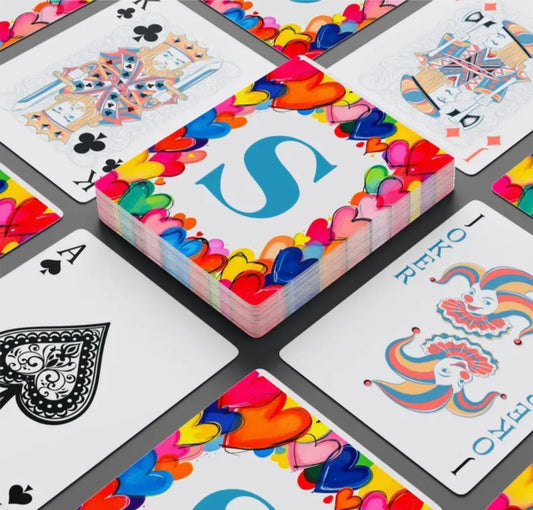 Personalized Initial/Name Modern Hearts Canasta Deck Of Playing Cards