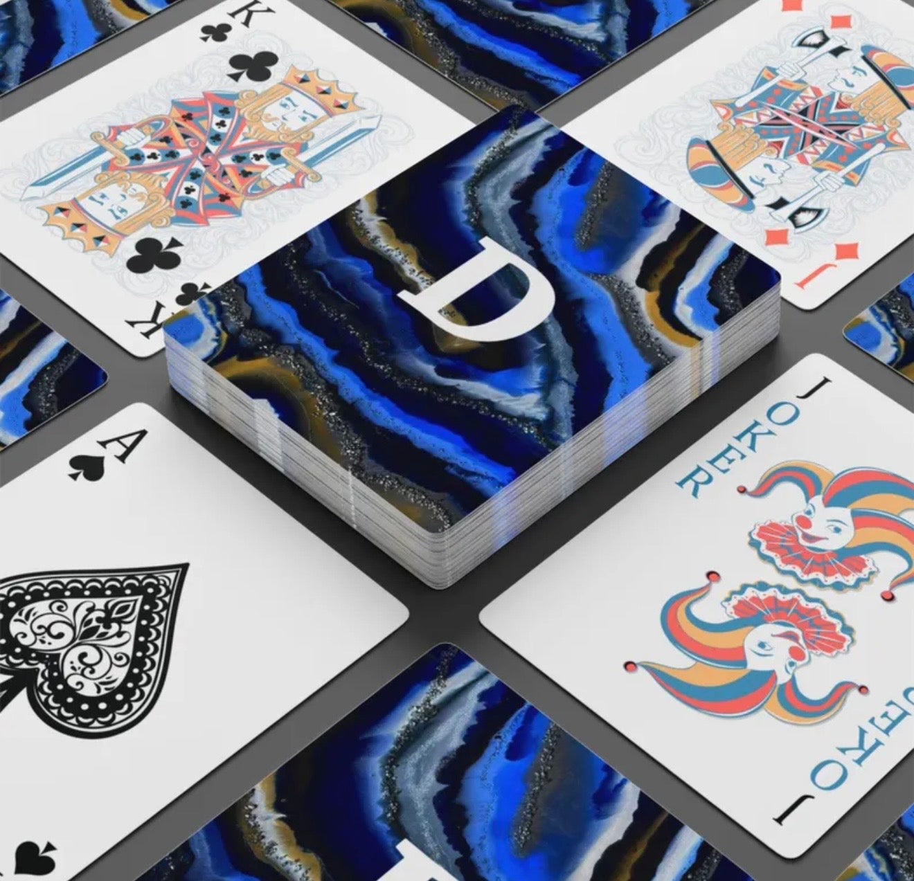Personalized Name/Initial Agate Deck Of Playing Cards