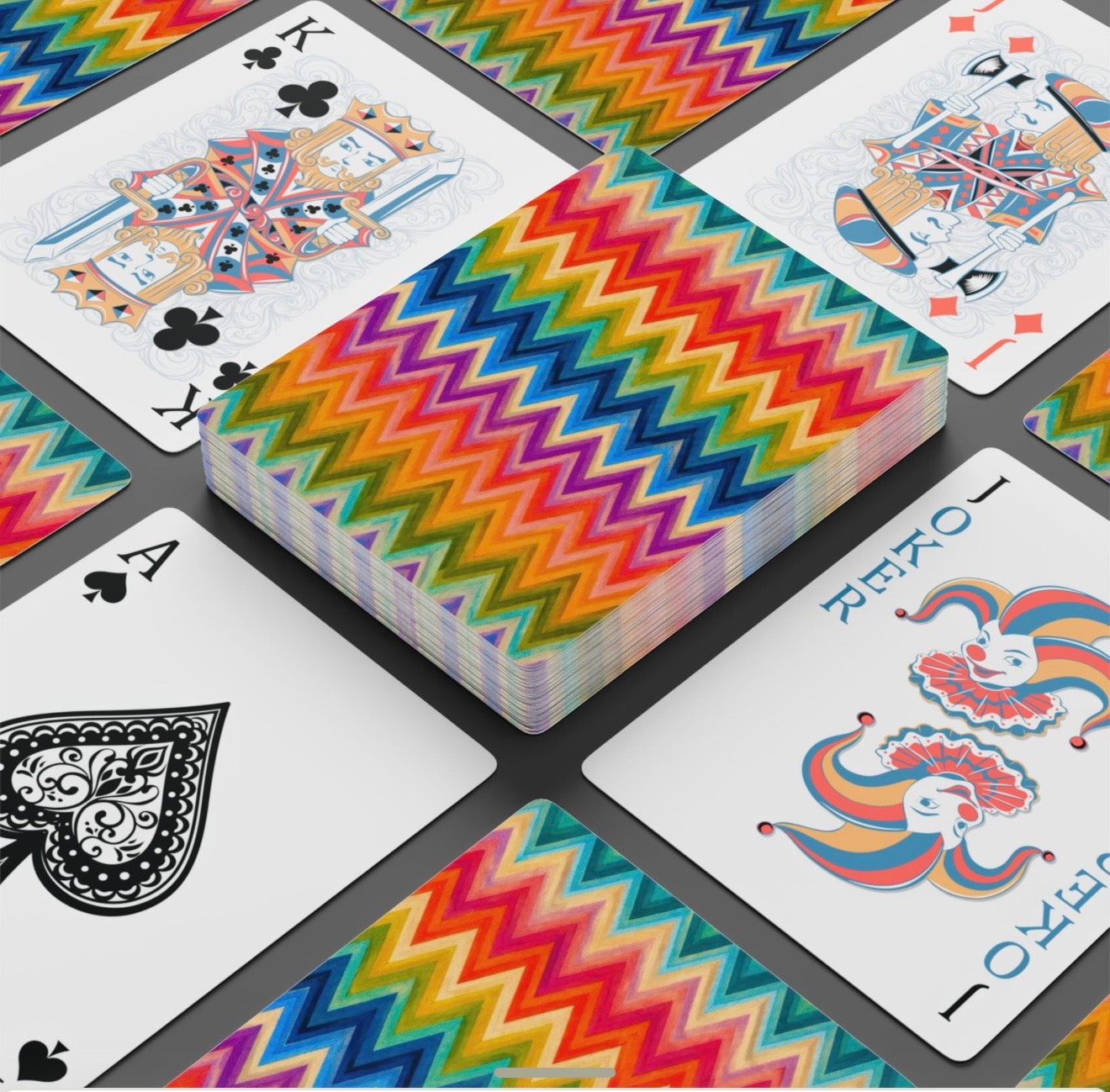Colorful Abstract Chevron Deck Of Playing Cards Canasta Cards