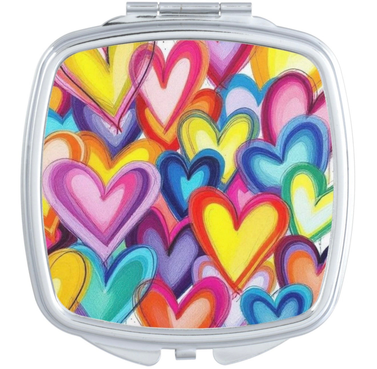 Colorful Hearts Compact Mirror