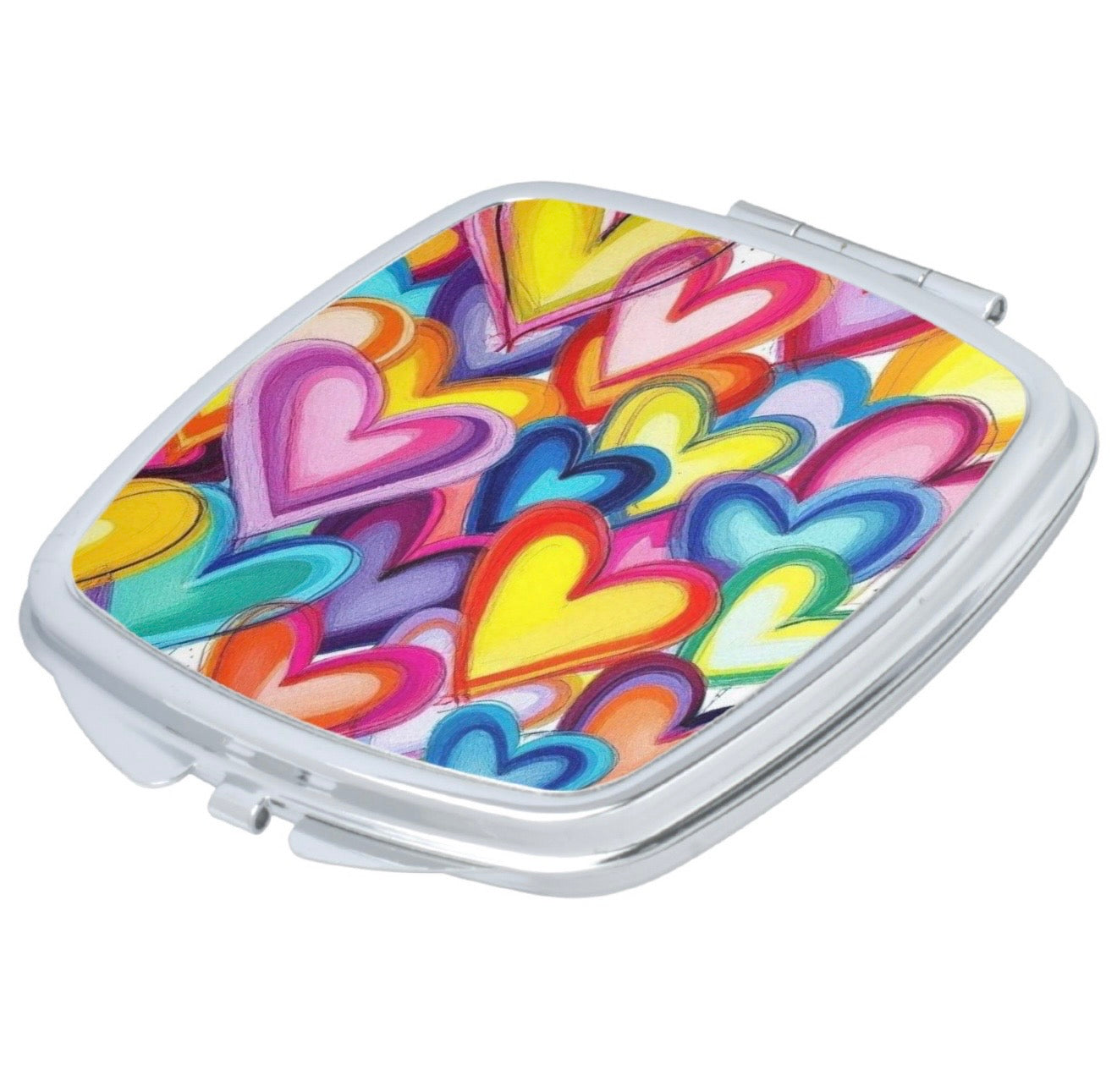 Colorful Hearts Compact Mirror